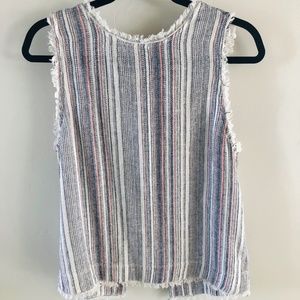 NWOT Fate Striped Sleeveless Linen Top with Button-down Back Sz S